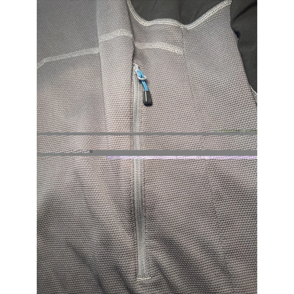 The North Face Men's Large Full Zip Grid Fleece Jacket Gray Black Performance